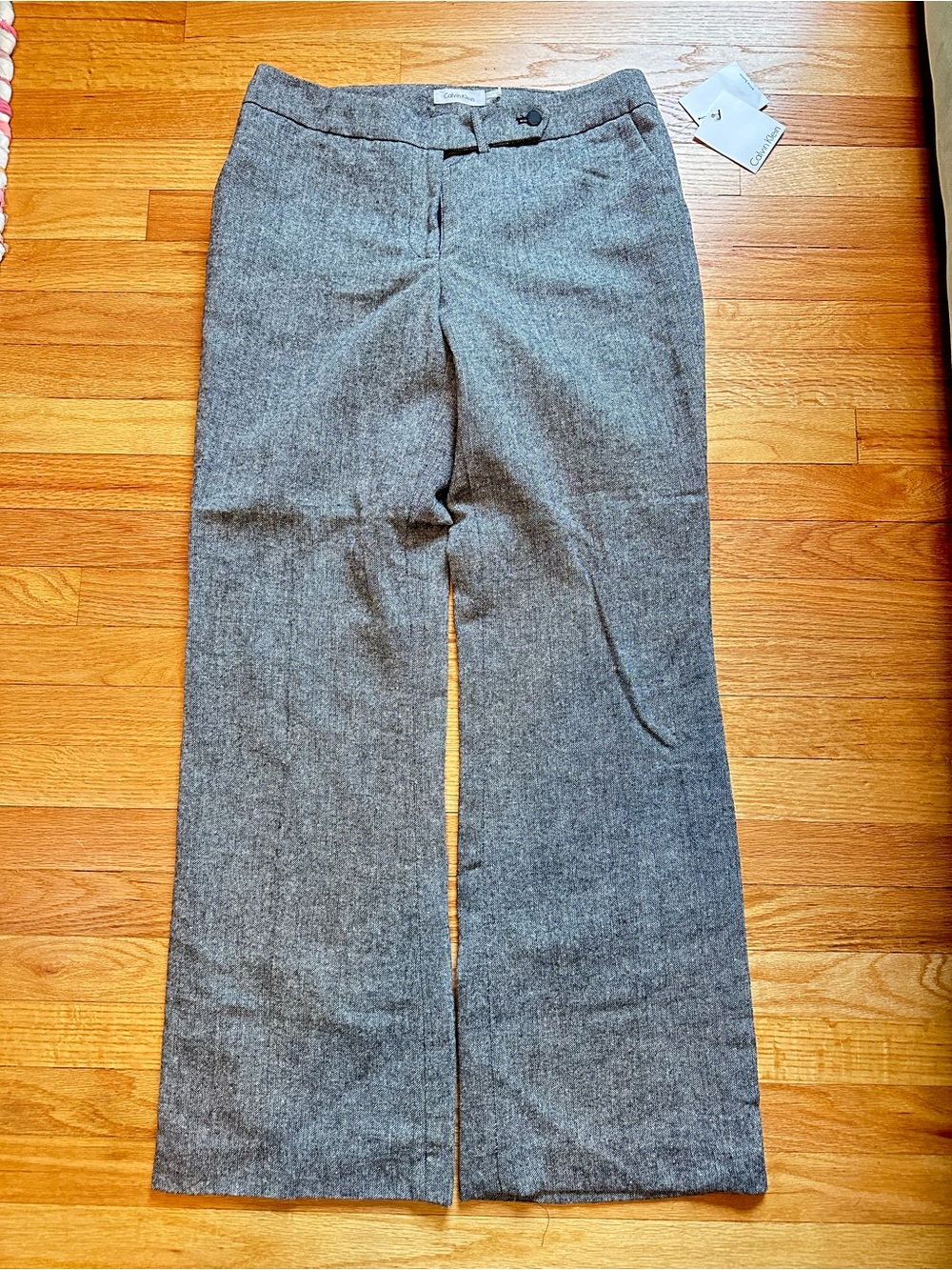 Calvin Klein Wool Blend Classic Fit Trousers 10 NWT Black White 33”